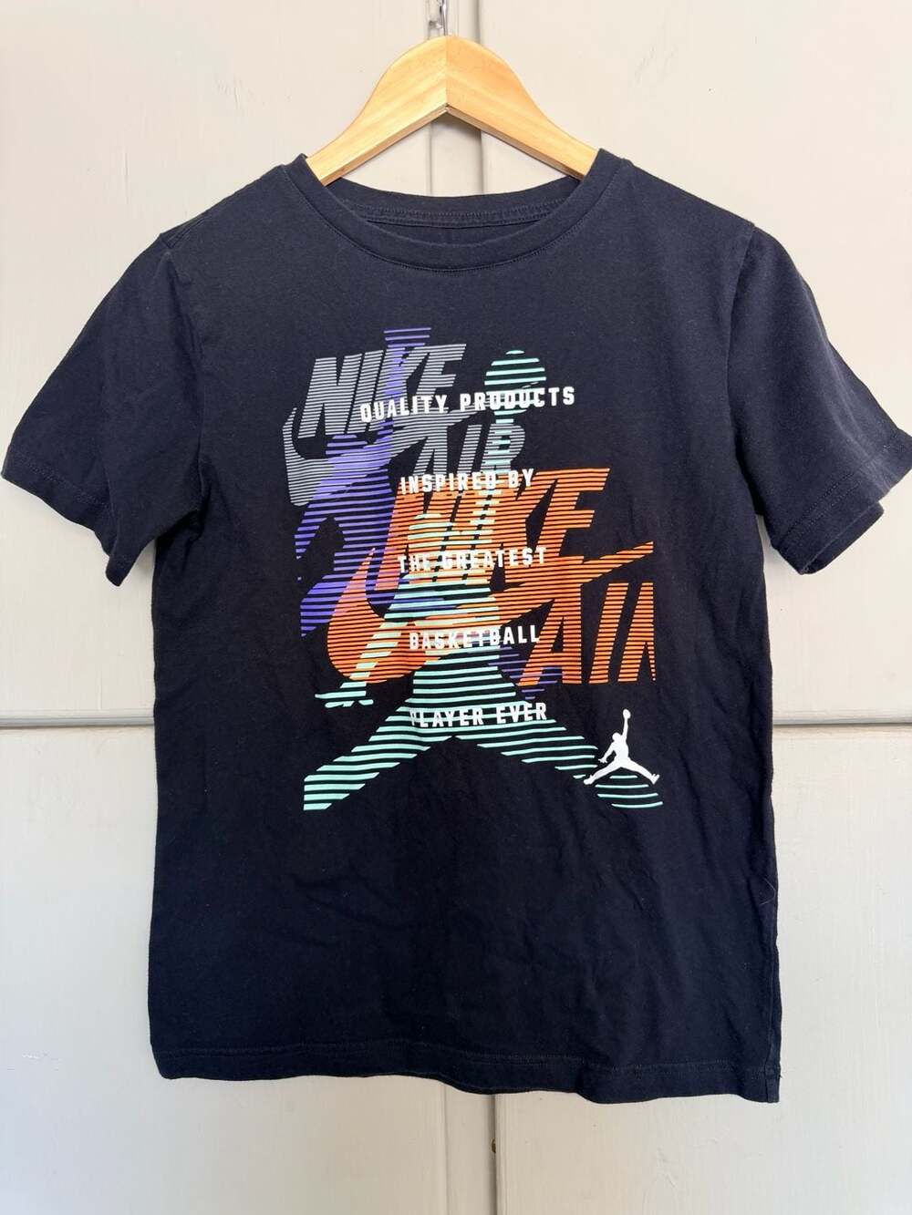 Jordan Boys Nike Air Graphic T-Shirt Black Size L (12-13 Years)